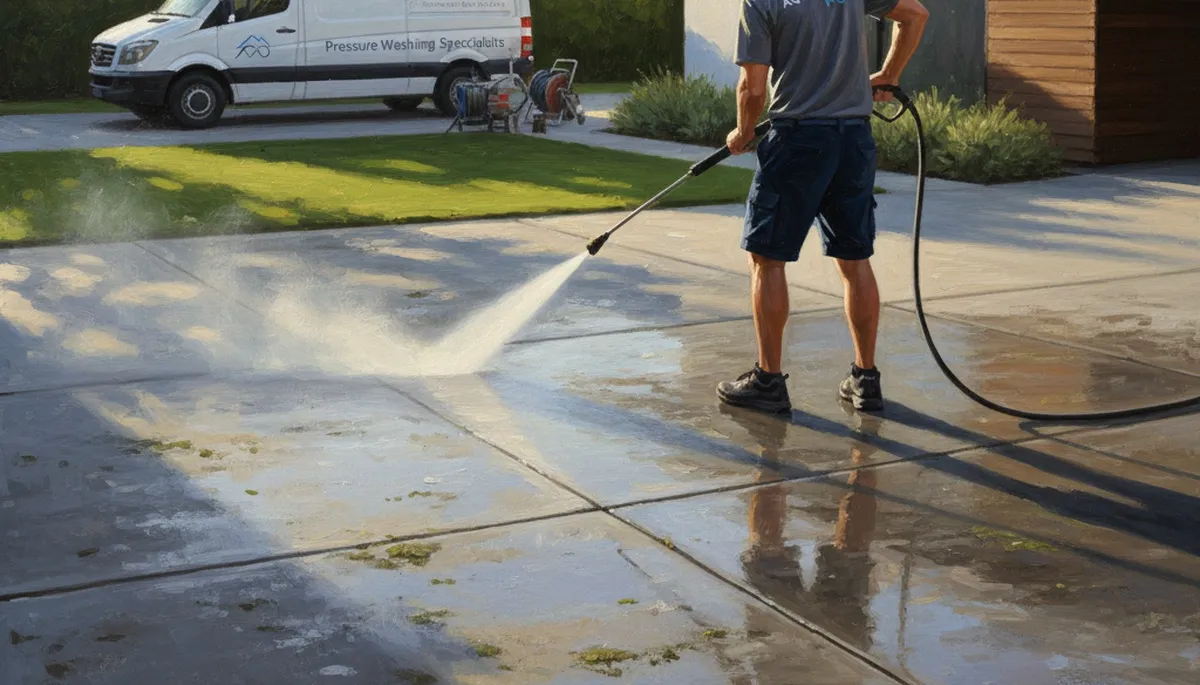 Concrete pressure cleaning in Colorado Springs, CO for driveway, patio, and walkway surfaces
